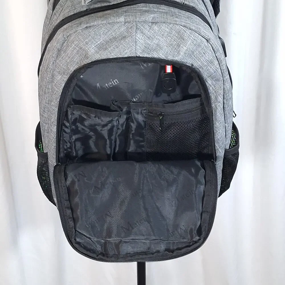 MATEIN Grey Laptop Backpack 15.6” USB Charging Anti-theft Water-Resistant Travel - Picture 7 of 16
